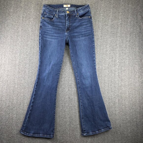 Kut from the Kloth Denim - KUT From The Kloth Stella Flare Jeans Womens 6 Blue Dark Mid Rise Stretch
